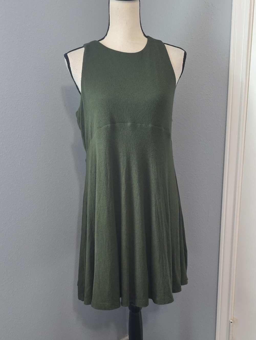 Athleta Olive Green Sleeveless Modal A-Line Mini Dress Sz.L